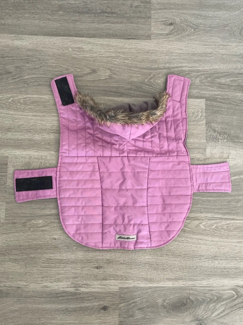 Eddie Bauer Pet Quilted Winter Dog Jacket w/Faux Fur Hood - Purple - Size Medium